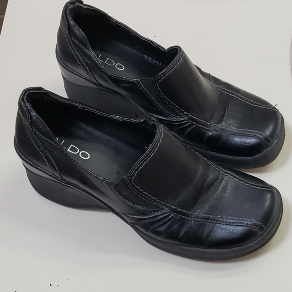 ALDO SHOES Leather Wedge Loafers - Picture 2 of 10